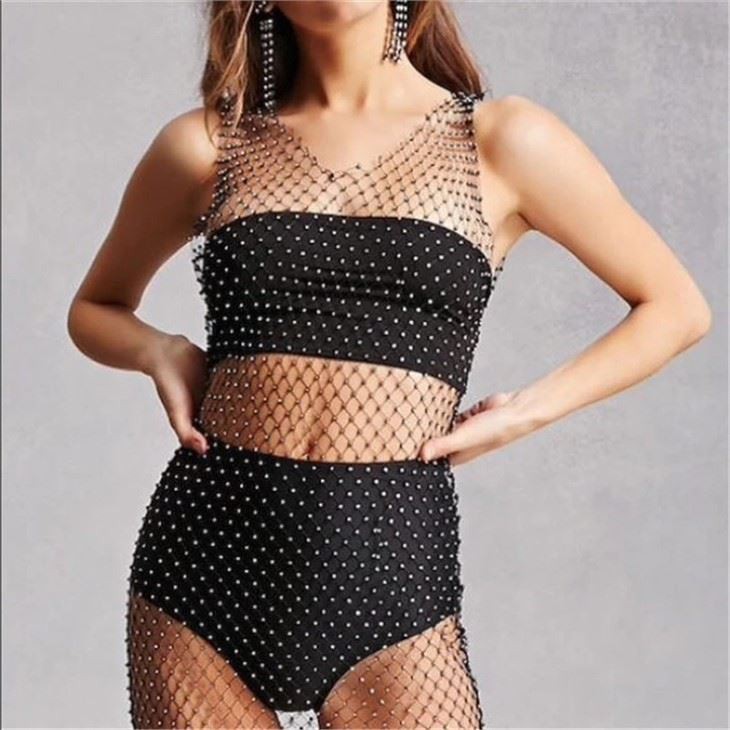 Crystal Rhinestone Fabric Mesh Trimming
